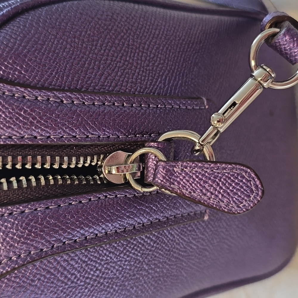 Coach Bennett Satchel Crossbody Purse Metallic Purple - Picture 7 of 12
